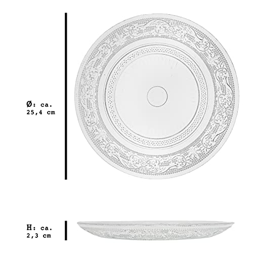 DRULINE 6 tlg. Tellerset 6 Personen Nostalgie Glasteller Speiseteller Essteller Salatteller Glas Vorspeisenteller Pizzateller Pastateller Teller Flachteller Dinner Plate Servierteller Servierplatte