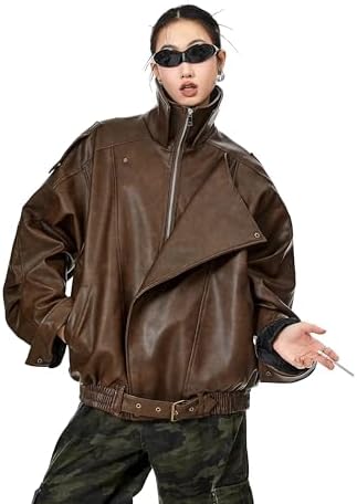 high street ブラウンレザー ジャケット フェイクレザーブラウンジャケット DPB76085 – CRAMMY