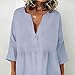 Dresses for Women Cotton Linen Henley V Neck Elegant 3/4 Sleeves Maxi Sundress Fashion Casual Beach Vacation Clothes Light Blue