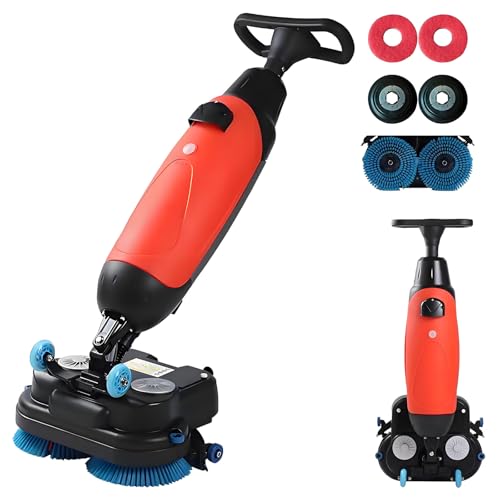 BANGBANGJI Fregadora Industrial Comercial de Pisos, pulidora de Pisos de 17 Pulgadas, diseño inalámbrico, cepillos rotativos Dobles, Cabezal Giratorio de 360° para baldosas con Juntas y concreto