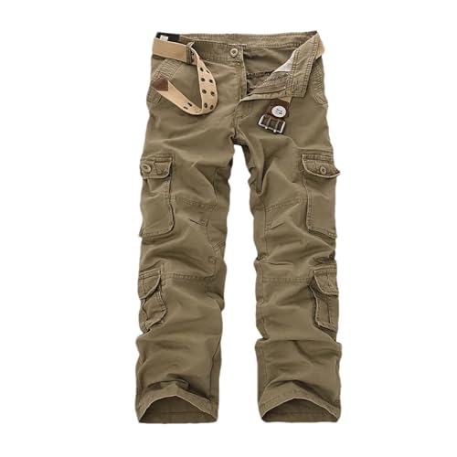 Mens Cargo Pants Multi-Pockets Baggy Men Cotton Pants Casual Overalls Trousers No Belts Plus Size