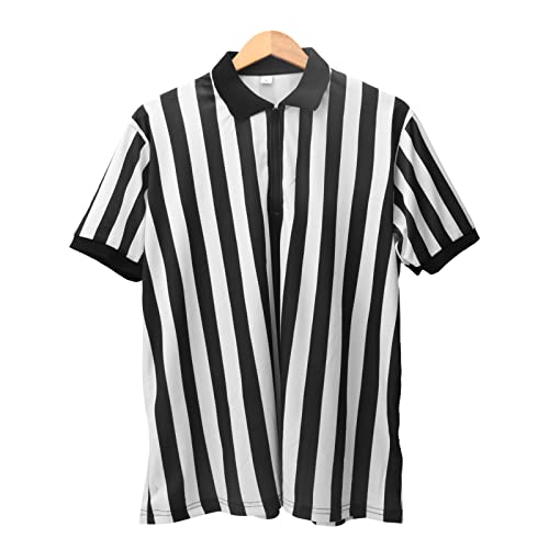 Yolispa Camiseta oficial de árbitro de árbitro para hombre, color negro y a rayas, camiseta de árbitro para árbitro de baloncesto, camiseta de árbitro para hombres, uniforme de árbitro para hombres,