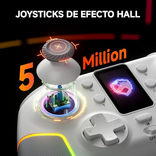 Image of ECHTPower Wireless PC Gaming Controller with TFT Screen, Hall-Effect Joysticks No Drift, 1000Hz Polling, Dual Hall Triggers, Turbo & RGB, Multi-Platform PC Controller for Windows /Switch /Android /iOS
