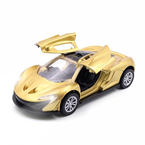 Image of ADITI TOYS Die Cast Car for Kids Alloy Metal Pull Back Car Toy Car Toy Vehicle with Openable Doors & LED Lights Car for Kids Collectible Toy Vehicle Gift for Kids Boys Girls BIS Approved (Gold)