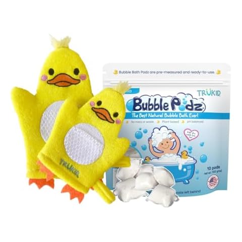 TruKid Bubble Podz & BubbleGlove Bundle - Includes Bubble Bath Pods Vanilla 10ct & 2-Set of Bath Wash Gloves for Parent & Child, Baby Bath Essentials, Gentle for Sensitive Skin of Kids, Toddlers Cover