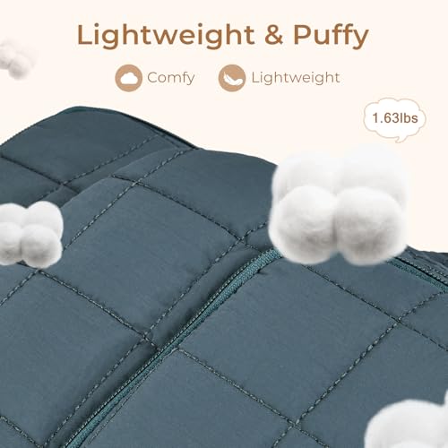 Image of CLUCI 17.3 Inch Laptop Backpack for Women, Anti Theft Travel Backpack, Puffer Quilted Work Backpack, Water Resistant College Bookbag, Carry on backpack with RFID(Green)