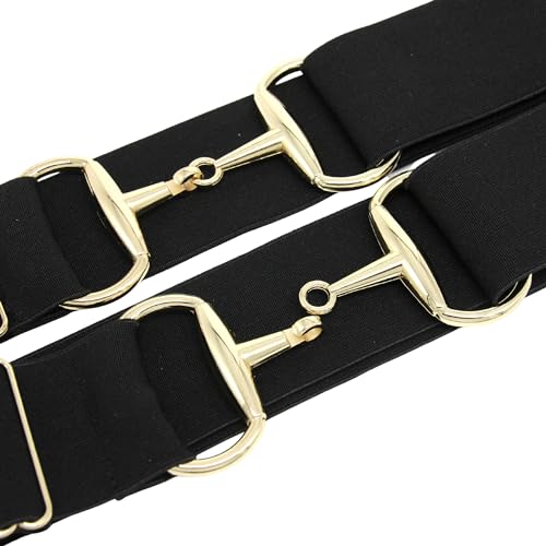 Equestrian Belt Bit Buckle, Equine Horsebit Stretchable, Womens/Mens Elastic Horseback Belt for Riding Breeches2