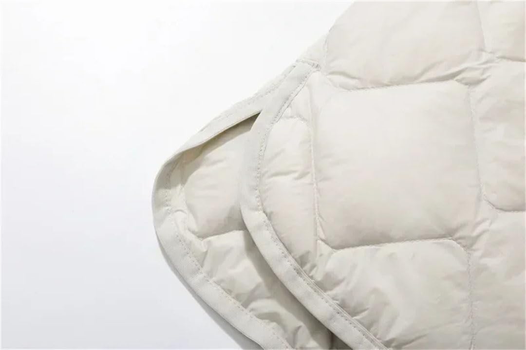 Chaquetas ligeras acolchadas para mujer, abrigos de plumón de pato, para invierno, con bolsillos, con plumas femeninas, sin cuello, Gris EN8, 3XL