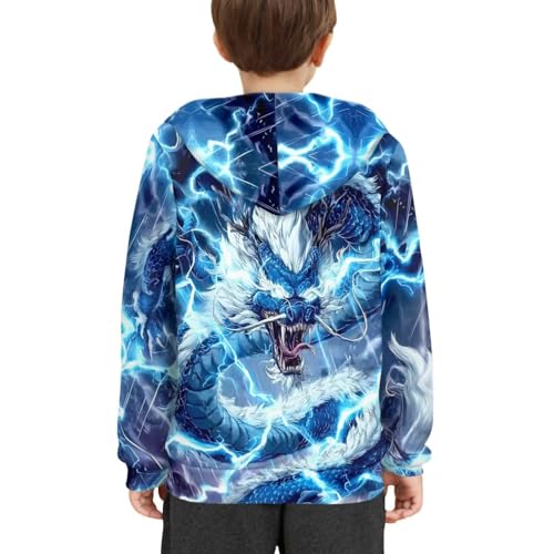 Image of WELLFLYHOM Boys Hooded Sweatshirts Hoodie Pullover Cool Graphic Crewneck Blouses Size 6-16