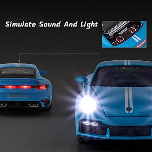 VARIYA ENTERPRISE Alloy Metal Pull Back Die-cast Car 1:32 Porche Turbo 911 Diecast Metal Pullback Toy car with Openable Doors, Light Music Boys Gifts Toys for Kids(1/32 Porche Turbo_White)