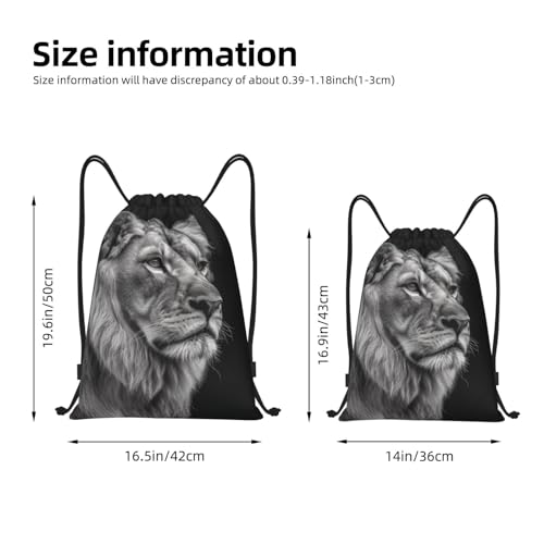 Gray Lion Print Drawstring Bag Backpack Waterproof String Bag Sackpack For Gym Sport3