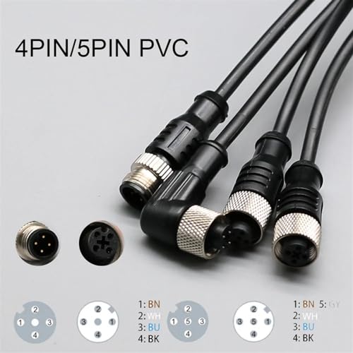 Connecteur M12 5 broches mâle en PVC avec câble étanche de 2m pour capteur LED - 4