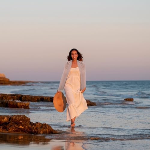 Women Scarfs Cotton Linen Vintage Crinkle Scarf Women Soft Vintage shawl with Fringed Edges Beach Travel Scarf (Khaki) 7