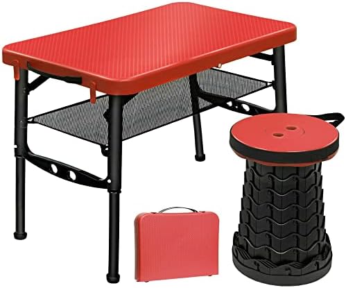 SNZ Campingtisch Set Klappbar - 1 Tisch + 2 Hocker Outdoor