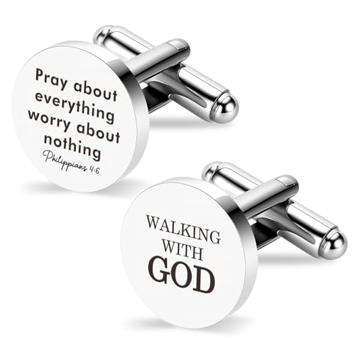 Gemelos de acero inoxidable religiosos para hombres miniatura 1