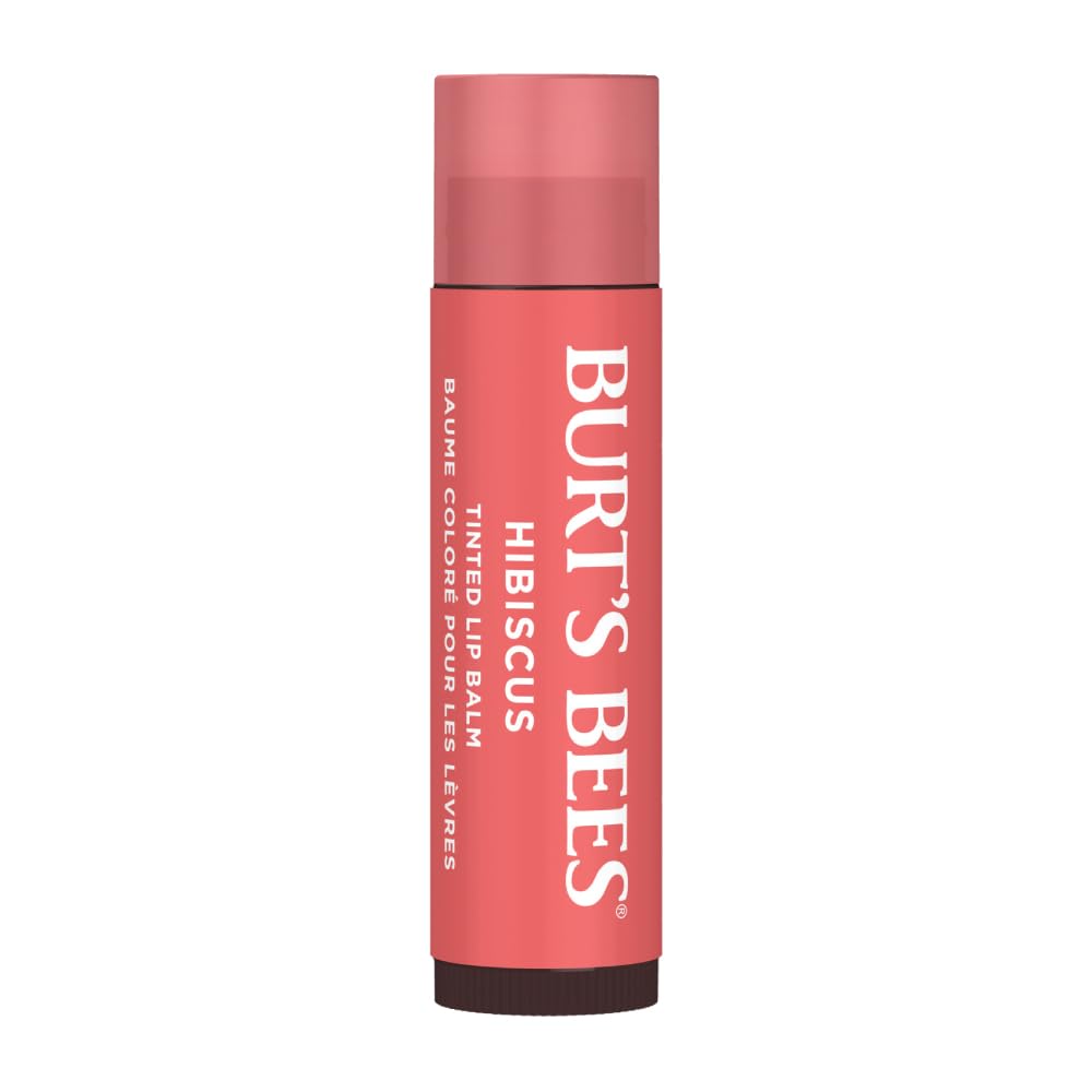 Burt's Bees Tinted Lip Balm Hibiscus, Moisturising Lip Tint With Shea Butter, 100% Natural Origin, 4.25g