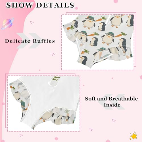 Penguin Carrying Carrot Girls Long Sleeve Swimsuit Rash Guard One Piece Bathing Suits Zipper 3-12T 6