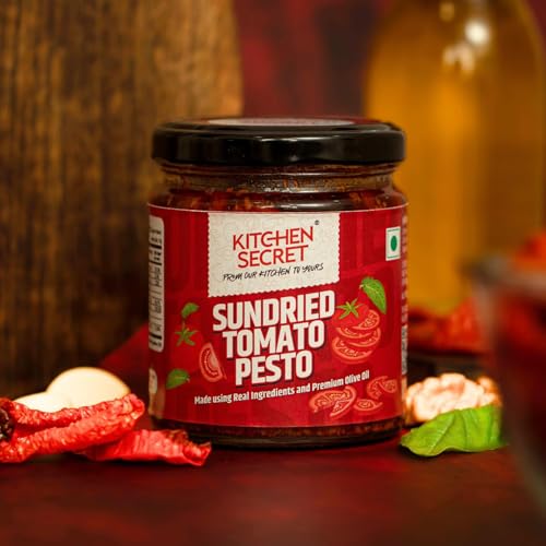Image of Kitchen Secret Sundried Tomato Red Pesto 180g -For Pasta, Spaghetti, Pizza, Sandwiches, Wraps,Quality Ingredients, No Preservatives, Taste of Italy (Pack of 2)