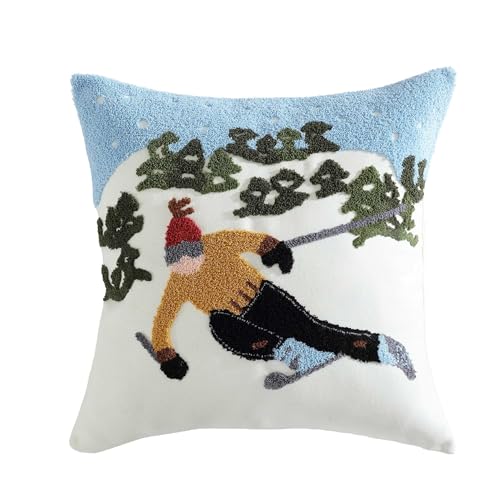 Image of Eddie Bauer - Decorative Pillow, Textured Square Throw Pillow with Zipper Closure & Loop Embroidery, Home Decor for Couch or Bed (Ski Hills Green, 20 inch x 20 inch)
