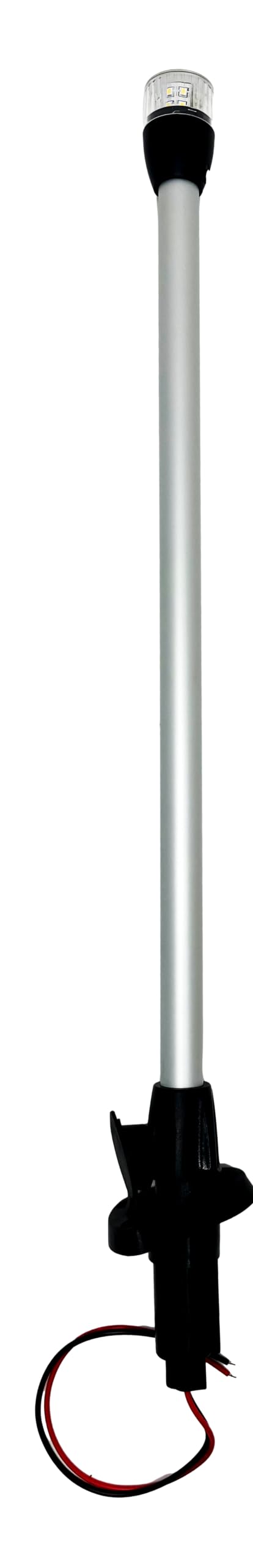Pactrade Marine LED 22-1/4 Inches All Round Long Stern Light Anchor Light Aluminum Pole Light Navigation Light with Removable 2 Pin Plug in Angled Base USCG 2NM for Pontoon Fishing Boats Yacht