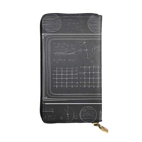 Blackboard Math Prints Leather Long Clutch Wallet for Fashionable Girls and Women - Durable, Stylish, and Functional, Black, One Size