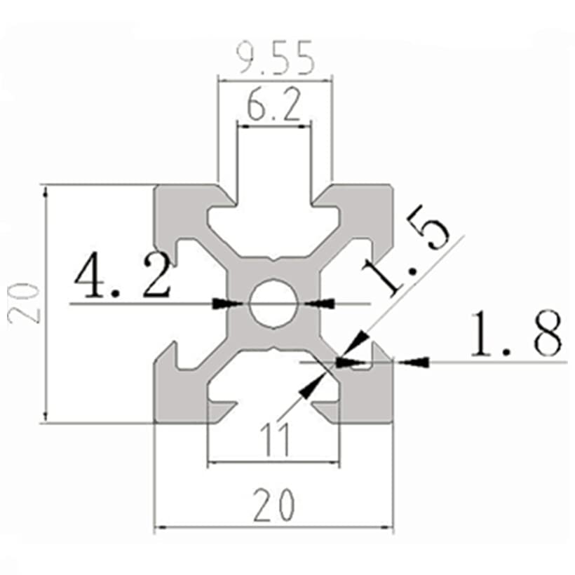 Miniatura 6 de 4PCS 23.622 in Silver V Tipo 2020 Perfil de extrusión de aluminio Guía de riel lineal anodizado estándar europeo para piezas de impresora 3D y