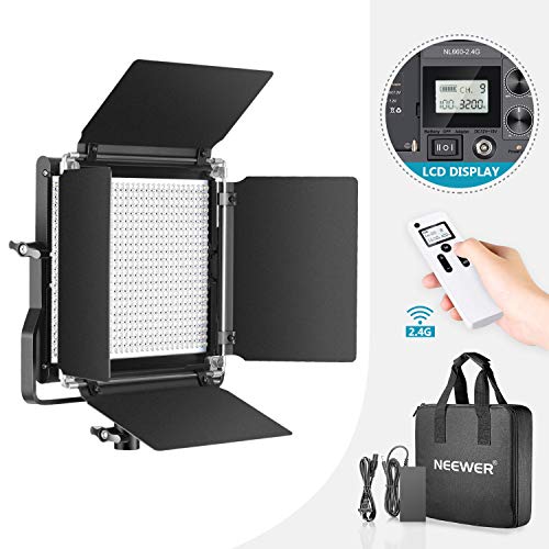 Neewer Advanced 2.4G 660 LED Video Light, Dimmable Bi-Color LED Panel with LCD