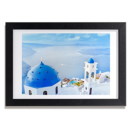 Tulup Imagen Impresión Impresiones 30x20cm MDF Marco Cuadro Pintura Salón Cocina Póster Decoración de Pared - Santorini, Grecia