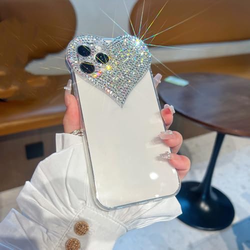 NICRX Lindo 3D Love Heart Lens Camera Glitter Funda de teléfono Suave Transparente para iPhone 14 13 12 11 Pro MAX X XS XR 7 8 Plus SE3 Funda, A, para iPhone XS MAX