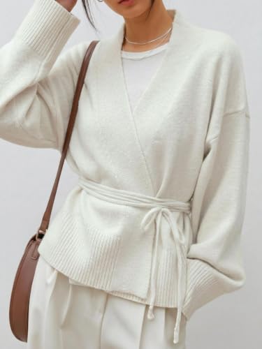 Image of WDIRARA Women's Wrap Long Sleeve Tie Front Cardigan
