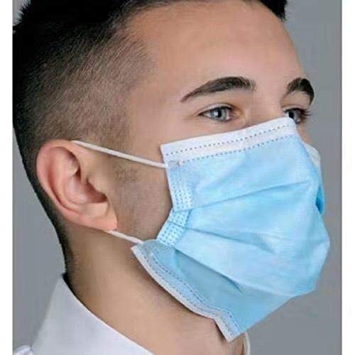 Melt-Blown Fabric Disposable Face Mask with Nose Clip (Blue, Pack of 50) for Unisex-image-11