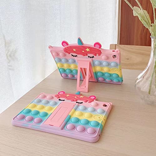 Pink Unicorn Case For Ipad Pro 12.9 Case 5Th/4Th/3Rd Gen 2021/2020/2018,3D Kawaii Cute Pop Push Bubble Kickstand Unicorn Kids Girls Boys Women Soft Case With Lanyardand And Keychain (Pink Unicorn) #TOP4