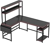 【Grand espace de rangement】Ce bureau en forme de L est doté de supports latéraux stables et de poches de rangement. Vous pouvez y placer des livres, des plantes en pot et d'autres petites choses. Pendant ce temps, ce bureau de jeu en forme de L a trois combinaisons de montage différentes, et le bureau spacieux est facile à accueillir 3 moniteurs et ordinateurs portables.