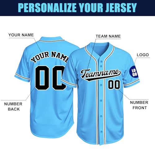 Image of Custom Baseball Jersey Personalized Stitched or Printed Name Number Baseball Shirt Sports Uniform Gifts for Men Women Youth