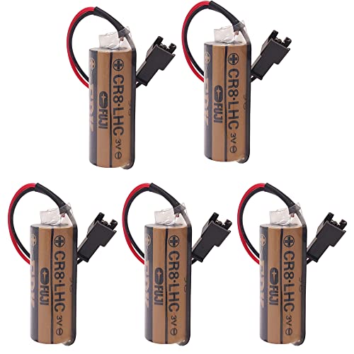 (5個入り)CR8.LHC 3V 2600mAh 互換 PLCリチウム電池、に適しています TOTO アクアオート自動水栓用リチウム電池 TH57211 CR8-LHC TH559EDV410R、小便器パーツバッテリー (黒プラグ付き) 対応 適用の 25