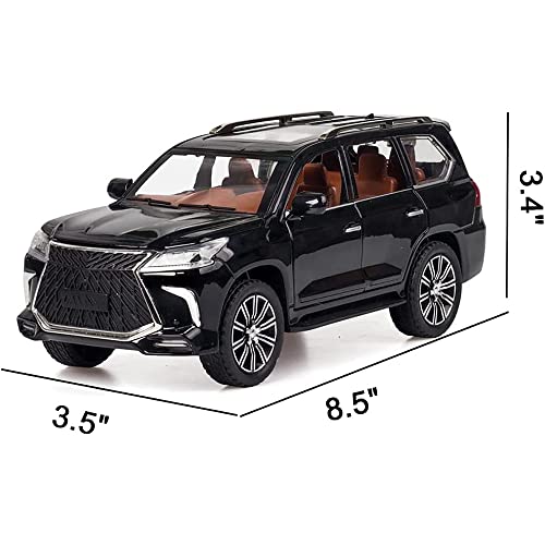Image of 1:24 Diecast Metal Car Model Lx570 Toy Cars For Kids Pull Back Openable Doors With Light Sound|Multicolor