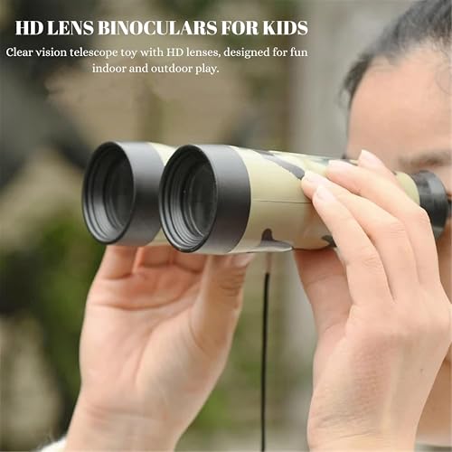 Image of Army Style Binocular Toy for Kids | with Compass & Neck String Bird Watching Shockproof, Lightweight Indoor Outdoor Telescope Toys for Boys and Girls Birthday Gift Educational Learning Item