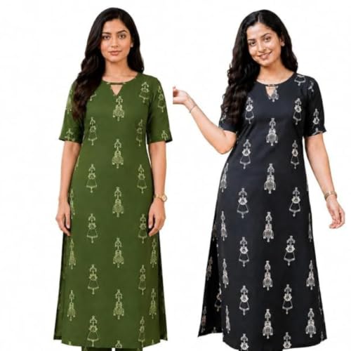 Image of MS VHCK ENTERPRISE Woman Women's Rayon Straight Fit Straight Kurta Kurtis