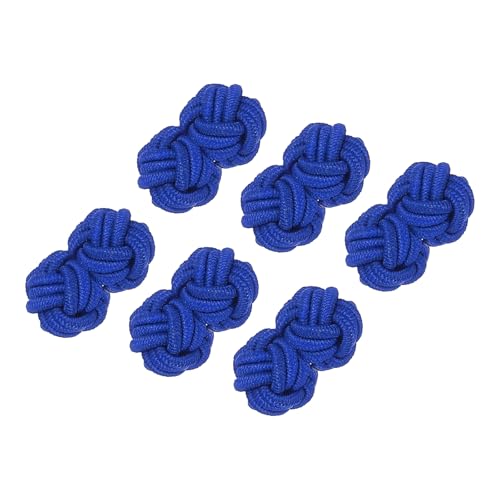 Image of PATIKIL 3 Pairs Silk Knot Cufflinks, Elastic Fabric Shirt Cufflinks, Twist Knot Dress Accessories Cuff Link for Men, Women, Business, Gift, Wedding, Blue