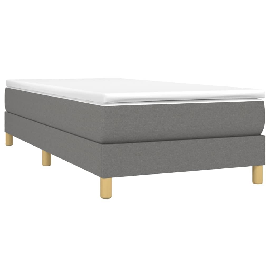 vidaXL Estructura de Cama con somier Tela Gris Oscuro 90x200 cm
