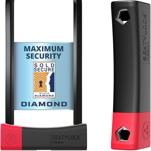Seatylock Mason Bike U Lock - Patented Heavy Duty Anti Theft Diamond Security Bicycle Lock - Super Wide Safety Master Tool ULock with Keys for Electric Bikes Scooters and Motorcycles (30CM)