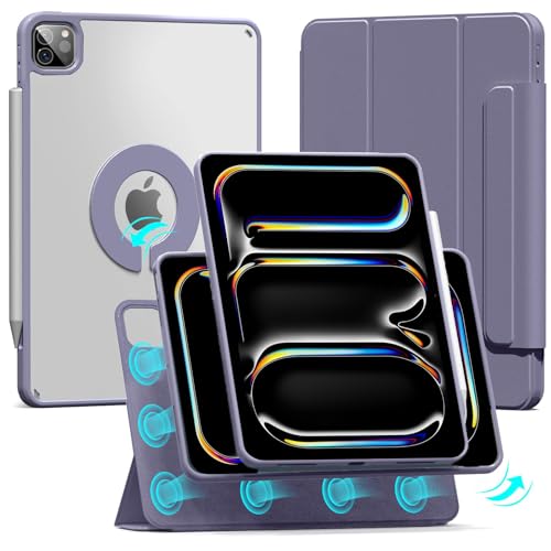 Image of ProElite Cover for Apple iPad Pro 13 inch M4 /M5 2024 /2025 Case Cover, Smart Detachable Magnetic Shockproof Case Cover for Apple iPad Pro 13 inch M4 /M5 2024 /2025, Lavender