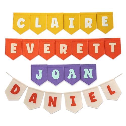 Personalized Premium Handmade Name Felt Bunting Banner for Nursery, Playroom, Special Occasion, Charming Wall Decoration, Customizable Choice of Colors and Letters, Meticulously Sewn