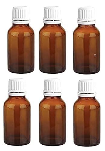 100ML Amber Coloured Glass Empty Bottle With Inner Dropper & White Cap pack of 6 || 100% Leak Proof for Oil/Liquid/Homeo-Pharma Grade