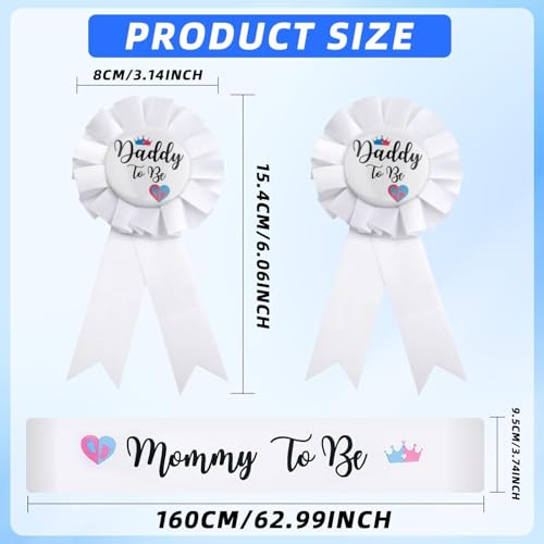 Image of 3PCS Mommy and Daddy To Be Badges Pins, Gender Reveal Baby Shower Badge & Mommy and Daddy to Be Pins Badges Decorations for Pregnant Keepsake Gifts