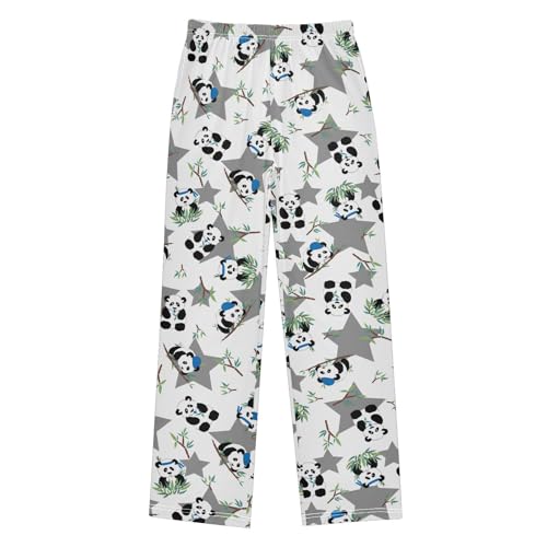 ZZXXB Panda and Star Boys Long Pants Soft Trousers Elastic Waist Kids Lounge Bottoms with Pockets S-XL