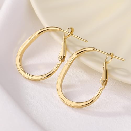ToHeart 14k Gold Hoop Earrings for Womens Rectangle Hoop Earrings Gold Plated Small Hoops4