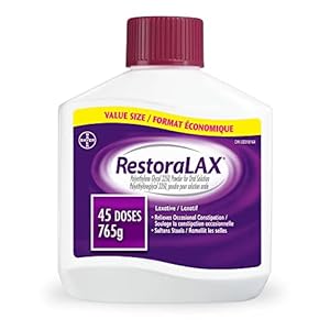 RestoraLAX Powder Stool Softener Laxative – Laxatives For Constipation, Effective Constipation Relief For Adults, No Taste, No Grit, No Gas, No Bloat, No Cramps, No Sudden Urge, 45 Doses, 765 grams