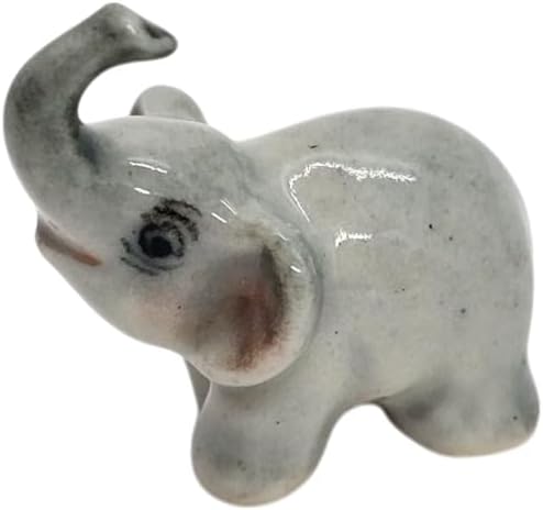 Miniatura 8 de ChangThai Design Pequeña figura de elefante azul de bebé de pie de pie - Miniatura hecha a mano de cerámica pintada a mano, elefantes asiáticos