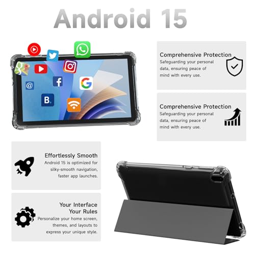 Image of BYANDBY Tablet 7 inch Android 15.0 Tablet, 8GB+32GB ROM (1TB Expand), Quad-Core, WiFi, GMS, Dual Camera, Educational, Games (Black)